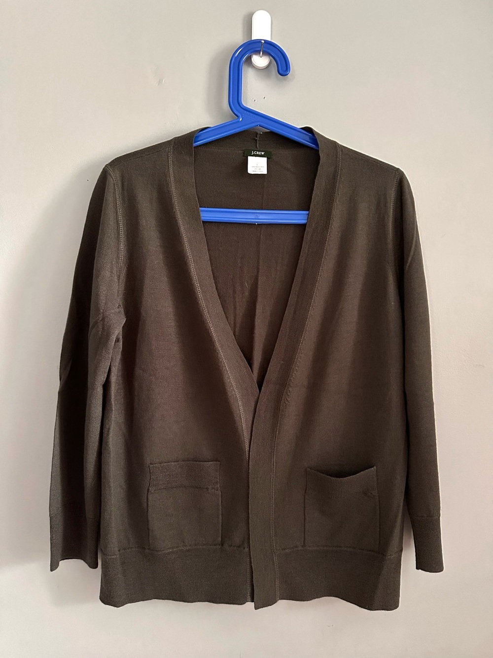J. Crew - Women’s, Dark Grey, 100% Merino, Wool, Cardigan, Size L,